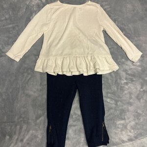 Old Navy Cream Knit Top and Oshkosh pants outfit